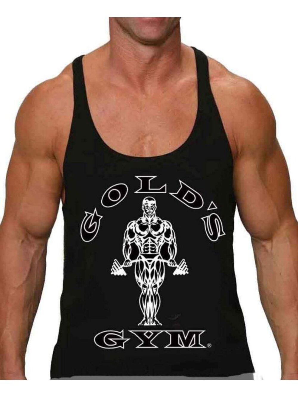 Stylish Gold Tank Top Stringer for Gym Workouts - Lightweight, Breathable Fit